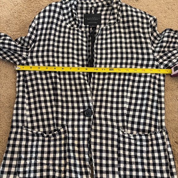 Sanctuary Women’s Small Black and White Checkered Blazer Linen Blend Dressy - Picture 7 of 10